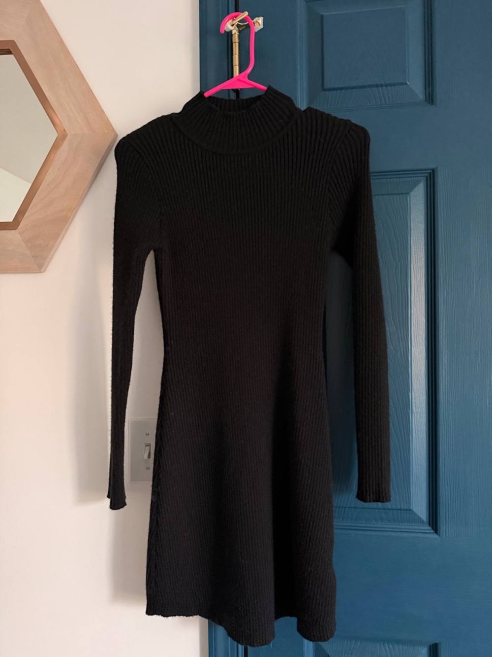Black Ribbed Sweater Dress